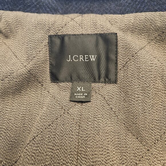 J. Crew Men's Navy Herringbone Double Breasted Wool Blend Pea Coat XLarge - Picture 5 of 11